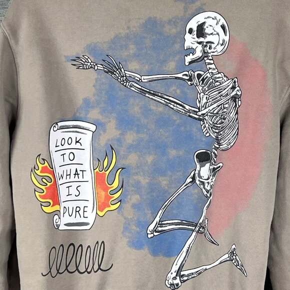 Street Wear Graphic Sweatshirt L Bird Skeleton Skater Uplifting Graffiti Hip Hop - Picture 5 of 15